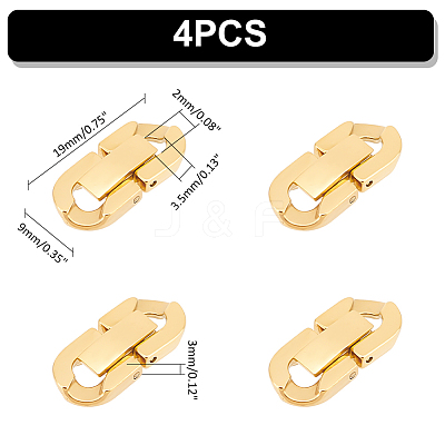 4Pcs 304 Stainless Steel Fold Over Clasps STAS-UN0055-31-1