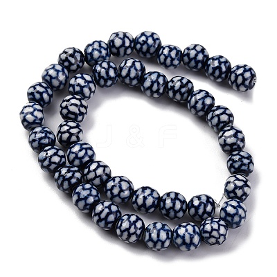 Handmade Blue and White Porcelain Beads Strands PORC-I027-03D-1