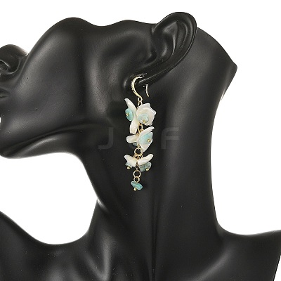 Natural Amazonite & Natural Shell Dangle Earrings for Women EJEW-JE07385-1