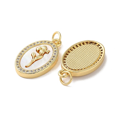 Brass Micro Pave Clear Cubic Zirconia Pendants KK-B083-20G-01-1
