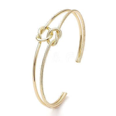 Brass Wire Wrap Knot Cuff Bangles BJEW-D039-38G-1