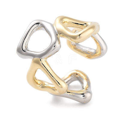Brass Triangle Open Cuff Ring for Women RJEW-C102-14GP-1
