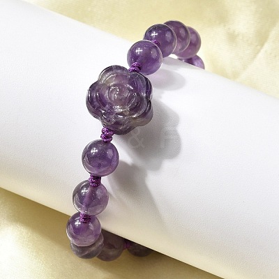 Adjustable Natural Amethyst Beads Braided Bead Bracelets for Women BJEW-L713-A06-1