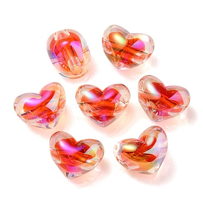 Two Tone UV Plating Transparent Acrylic European Beads X-OACR-F004-06C-1