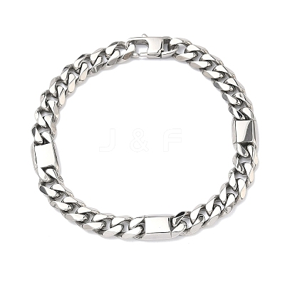 304 Stainless Steel Cuban Link Chain Bracelets for Women BJEW-G779-04A-P-1