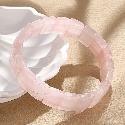 Natural Rose Quartz Gemstone Stretch Bracelets BJEW-F406-B04-1