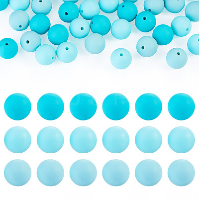 45Pcs 3 Colors Round Silicone Focal Beads SIL-TAD0001-01A-1