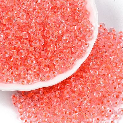 6/0 Inside Colours Transparent Glass Seed Beads SEED-T007-07H-1