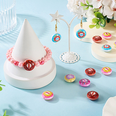 10Pcs Printed Opaque Acrylic Beads MACR-TA0002-45-1