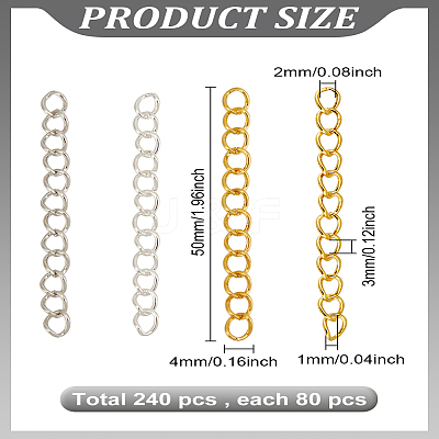 240pcs 3 Colors Zinc Alloy Chain Extender FIND-LP0002-90-1