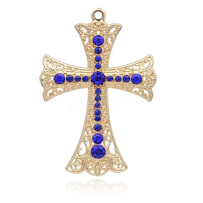 Cadmium Free & Nickel Free & Lead Free Light Gold Plated Alloy Rhinestone Big Pendants ALRI-J026-05G-NR-1