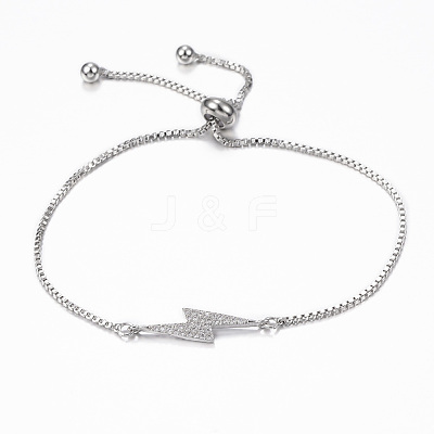 Adjustable Brass Micro Pave Cubic Zirconia Flash Slider Bracelets BJEW-E317-38P-1