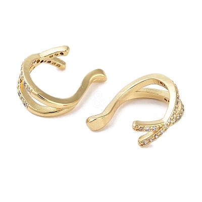 Brass Micro Pave Cubic Zirconia Cuff Earrings LS-EJEW-E310-06G-1