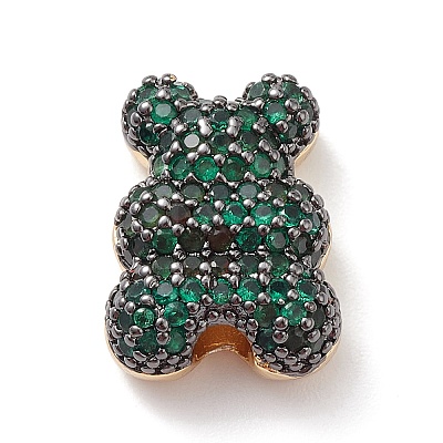 Brass Micro Pave Cubic Zirconia Beads ZIRC-C004-03G-1