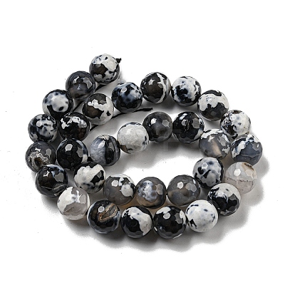 Faceted Natural Fire Crackle Agate Beads Strands G-F447-12mm-N13-1
