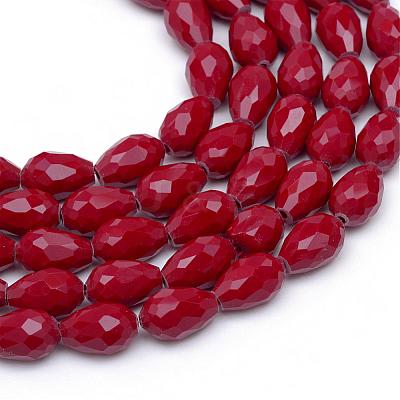 Solid Color Glass Faceted teardrop X-GLAA-Q052B-03-1