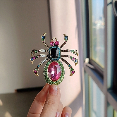 Spider Alloy Rhinestone Brooches for Backpack Clothes PW-WGAC6BD-01-1
