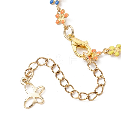 Sunflower 304 Stainless Steel Enamel Link Chain Bracelets for Women BJEW-JB13566-1