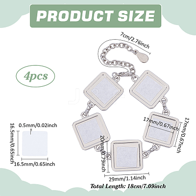 4Pcs Alloy Heat Transfer Blank Link Bracelet Making FIND-PH0024-43-1