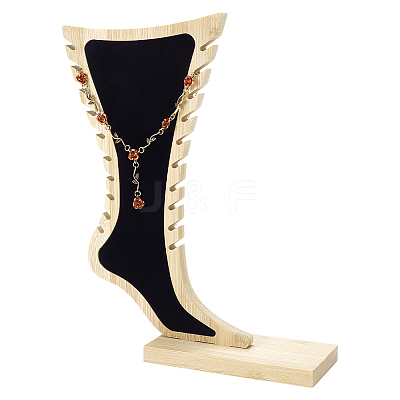 1Pc Foot Shaped Bamboo Anklet Storage Jewelry Rack ODIS-ME0001-01-1