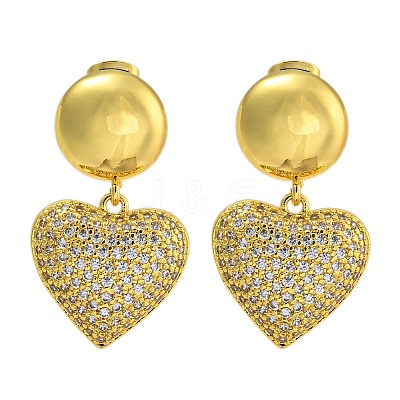 Rack Plating Brass Micro Pave Clear Cubic Zirconia Stud Earrings EJEW-I313-15C-G-1