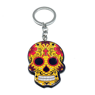 Plastic Pendant Keychain SKUL-PW0002-060H-1