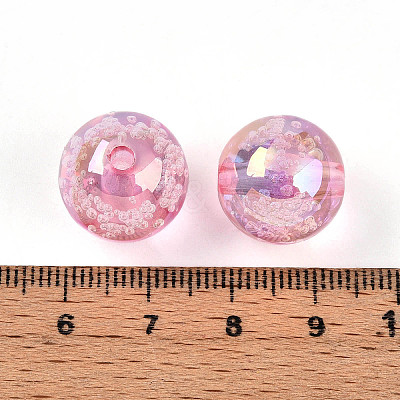 UV Plating Transparent Rainbow Iridescent Acrylic Beads TACR-D010-07E-1