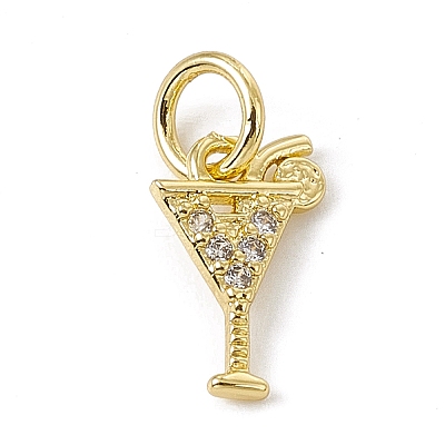 Brass Micro Pave Cubic Zirconia Charms ZIRC-F132-15G-1