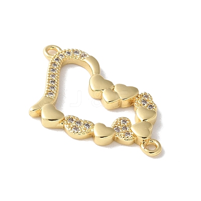 Brass Micro Pave Cubic Zirconia Heart Connector Charms KK-A252-28G-05-1