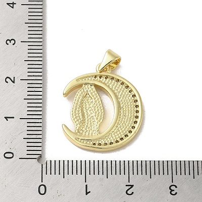 Brass Micro Pave Clear Cubic Zirconia Pendants KK-I708-03E-G-1