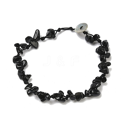Chip Natural Obsidian Beaded Anklets AJEW-PH01371-08-1