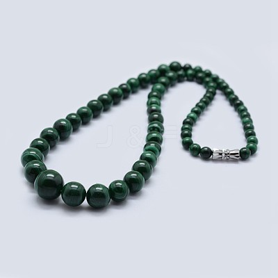 Natural Malachite Graduated Beaded Necklaces NJEW-F218-01B-1