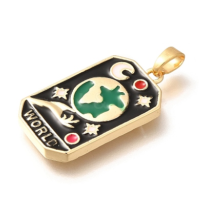 Tarot Card Brass Enamel Pendents KK-R212-02G-06-1