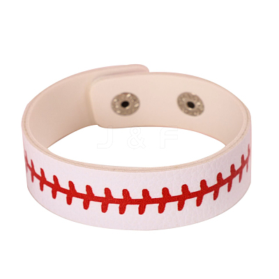 Leaf Pattern Leather Wide Cord Bracelet with Snap Button for Men Women GUQI-PW0001-097F-1