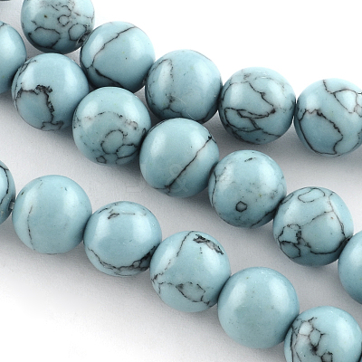 Synthetical Turquoise Gemstone Round Bead Strands TURQ-R035-8mm-03-1