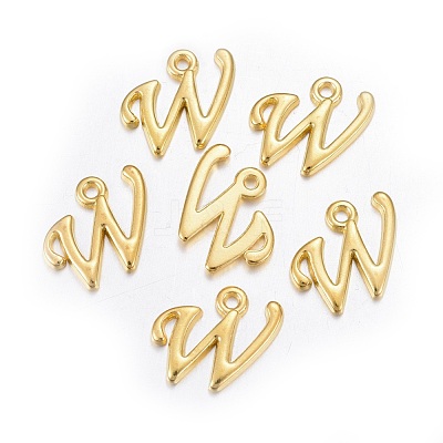 Golden Plated Alloy Letter Pendants X-PALLOY-J718-01G-W-1