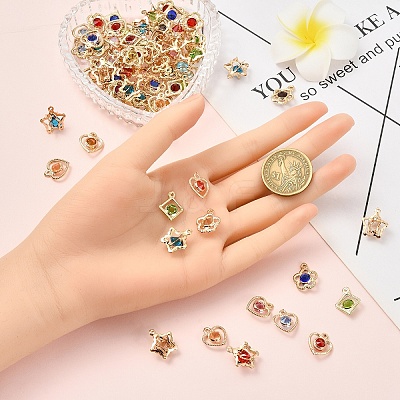60Pcs Rack Plating Eco-Friendly Iron Rhinestone Pendants IFIN-YW0003-91-1