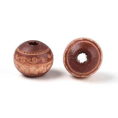 Painted Natural Wood Beads X-WOOD-N006-02A-02-1