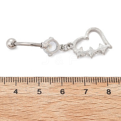 Alloy Crystal Rhinestone Dangle Curved Barbell Belly Rings AJEW-R007-04P-04-1