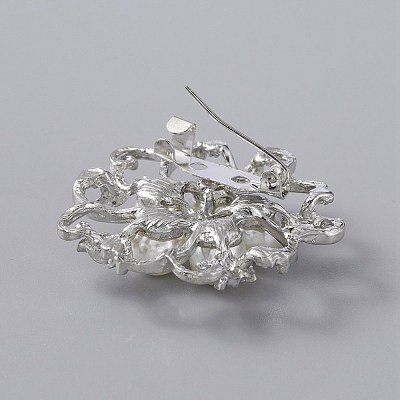 Exquisite ABS Plastic Pearl Flower Lapel Pin JEWB-WH0020-17P-1