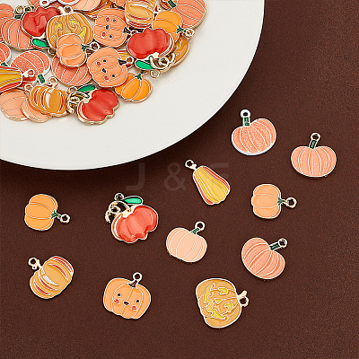 44pcs 11 styles Thanksgiving Day Alloy Enamel Pendants ENAM-GA0001-08-1