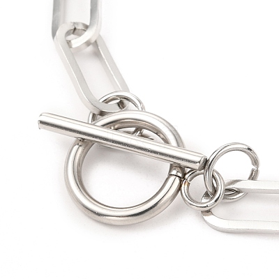 Tarnish Resistant Unisex 304 Stainless Steel Paperclip Chain Bracelets BJEW-H541-03A-P-1