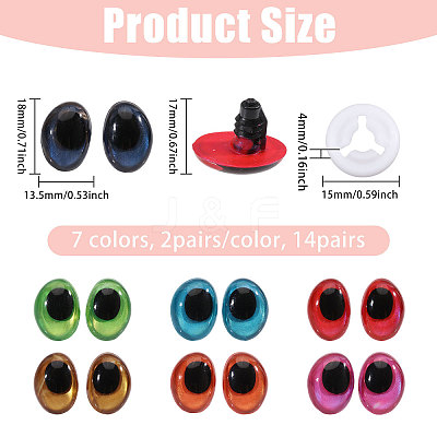14Pairs 7 Colors Plastic Craft Eyes DIY-CA0007-86B-1