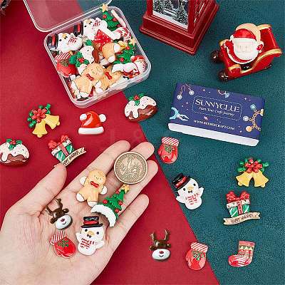 48Pcs 12 Styles Christmas Theme Opaque Resin Cabochons CRES-SC0002-54-1