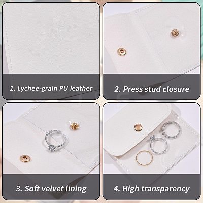 6Pcs PU Leather with PVC Pouches with Snap Button ABAG-WH0072-036B-1