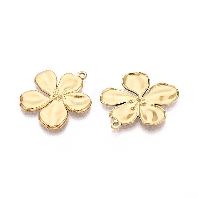 304 Stainless Steel Flower Pendants STAS-T067-30G-1