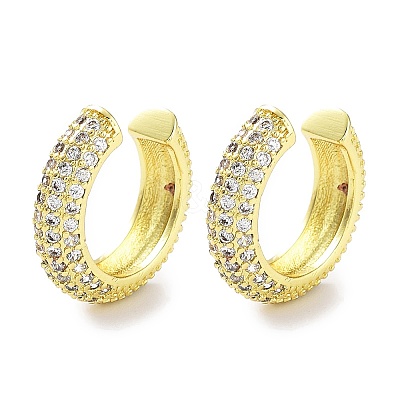 Brass Micro Pave Cubic Zirconia Cuff Earrings for Women EJEW-D088-07G-1