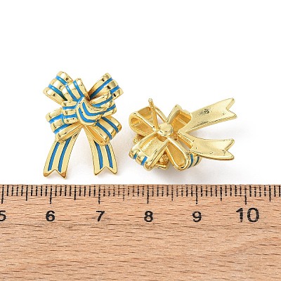 Bowknot Brass Stud Earrings LS-EJEW-Z156-01G-1