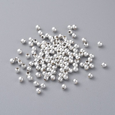 Silver Color Plated Round Iron Spacer Beads X-E004-S-1