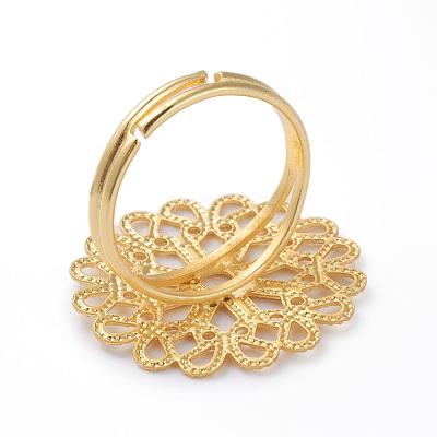 Brass Filigree Ring Settings KK-G379-02G-1
